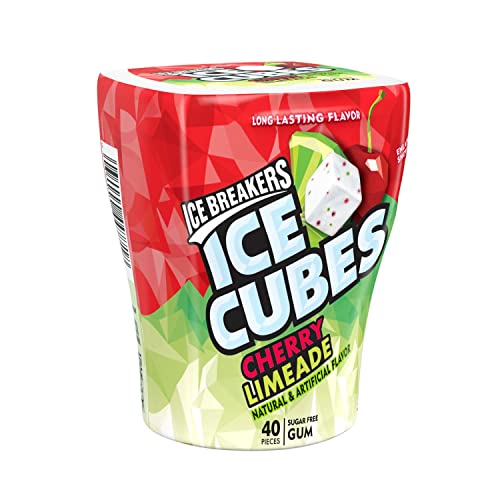 0034000447718 - ICE BREAKERS ICE CUBES CHERRY LIMEADE SUGAR FREE CHEWING GUM, MADE WITH XYLITOL, 3.24 OZ BOTTLE (40 PIECES)