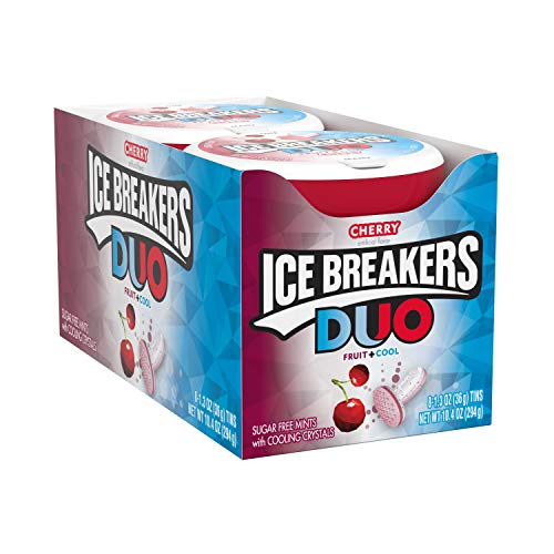 0034000479788 - ICE BREAKERS DUO BREATH MINTS FRUIT + COOL CHERRY SUGAR FREE TIN, 1.3 OZ. (8 COUNT)