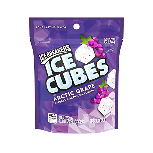 0034000701759 - ICE BREAKERS ICE CUBES GUM, ARCTIC GRAPE, SUGAR FREE WITH XYLITOL, 100 PIECES, 8.11 OUNCE (1 BAG)