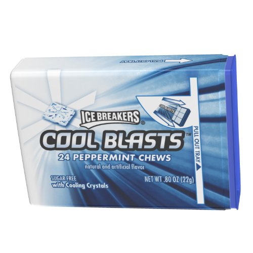 0034000722082 - ICE BREAKERS COOL BLASTS PEPPERMINT CHEWS, 0.8 OUNCE (PACK OF 6)