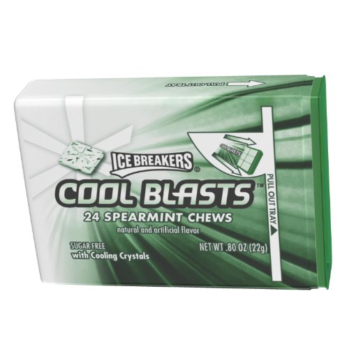 0034000722099 - ICE BREAKERS COOL BLASTS SPEARMINT CHEWS, 0.8 OUNCE (PACK OF 6)