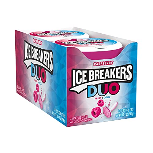 0034000723362 - ICE BREAKERS DUO FRUIT + COOL MINTS, RASPBERRY, 1.3-OUNCE CONTAINERS (PACK OF 8)