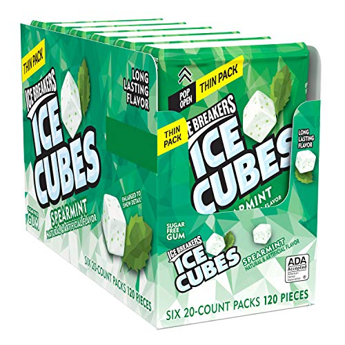 0034000938520 - ICE BREAKERS ICE CUBES CHEWING GUM SPEARMINT, 1.62 OZ. (6 COUNT)