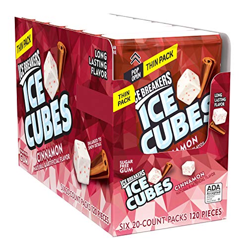 0034000938568 - ICE BREAKERS ICE CUBES CINNAMON FLAVORED GUM THIN PACK, 1.62 OUNCES (PACK OF 6)