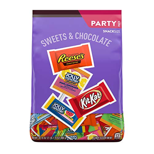 0034000939428 - REESES, KIT KAT AND JOLLY RANCHER SWEETS AND CHOCOLATE ASSORTMENT SNACK SIZE CANDY BARS, BULK, 34.19 OZ PARTY BAG
