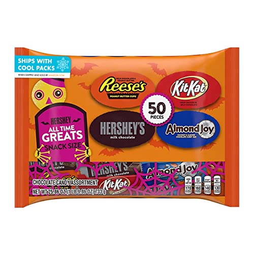 0034000942435 - HERSHEY ALL TIME GREATS CHOCOLATE ASSORTMENT SNACK SIZE CANDY, HALLOWEEN, 25.86 OZ VARIETY BAG (50 PIECES)