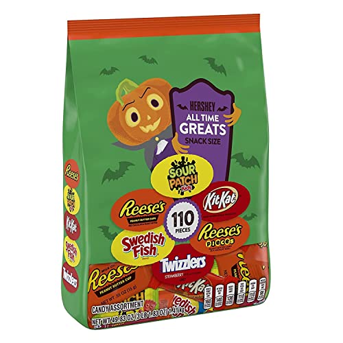 0034000942510 - HERSHEY AND MONDELEZ ASSORTED CHOCOLATE, PEANUT BUTTER, FRUIT FLAVORED SNACK SIZE CANDY, HALLOWEEN, 49.83 OZ BULK VARIETY BAG (110 PIECES)