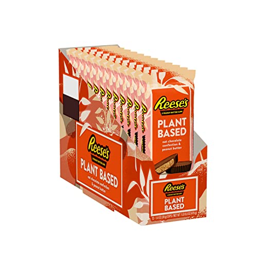 0034000943258 - REESES PLANT BASED OAT CHOCOLATE CONFECTION AND PEANUT BUTTER CUPS CANDY, VEGAN, 1.4 OZ PACKS (12 COUNT)