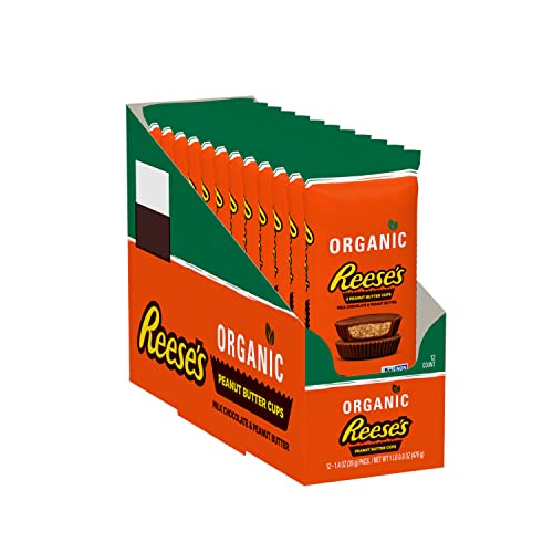 0034000943494 - REESES ORGANIC MILK CHOCOLATE PEANUT BUTTER CUP BAR, 1.4 OZ. (PACK OF 12) NEW VERSION