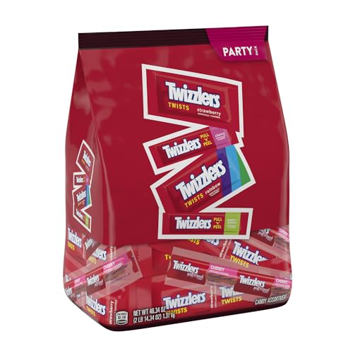 0034000944798 - TWIZZLERS ASSORTED FLAVORED LICORICE STYLE, CANDY BULK PARTY PACK, 46.34 OZ