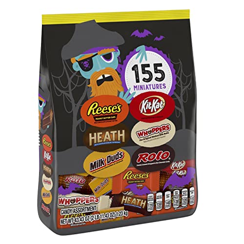 0034000951741 - HERSHEYS MINIATURES ASSORTMENT BAG (REESES, KIT KAT, HEATH, WHOPPERS, MILK DUDS, AND ROLO), 155-PIECE, 43.43 OZ.
