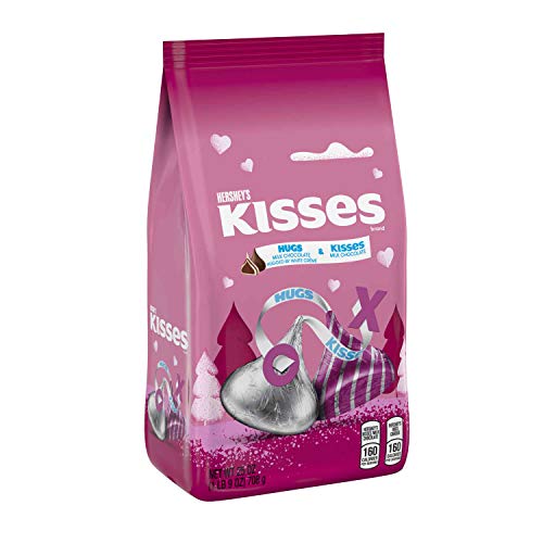0034000999637 - HERSHEYS HUGS & KISSES MILK CHOCOLATE AND WHITE CREME ASSORTMENT CANDY, VALENTINES DAY, 25 OZ VARIETY BAG