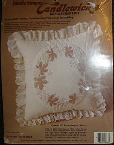 0034125183683 - PARAGON'S CREATIVE MOMENTS CANDLEWICK & EMBROIDERY NEEDLECRAFT KIT, GRAPE ARBOR PILLOW
