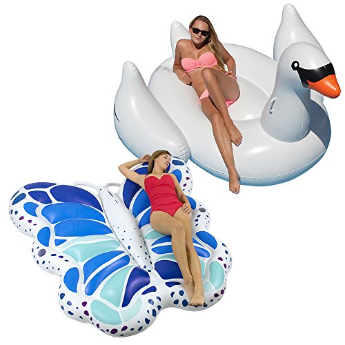 0034261004712 - SWIMLINE WHITE TOY, 2 PACK: SWAN AND BLUE/GREEN BUTTERFLY