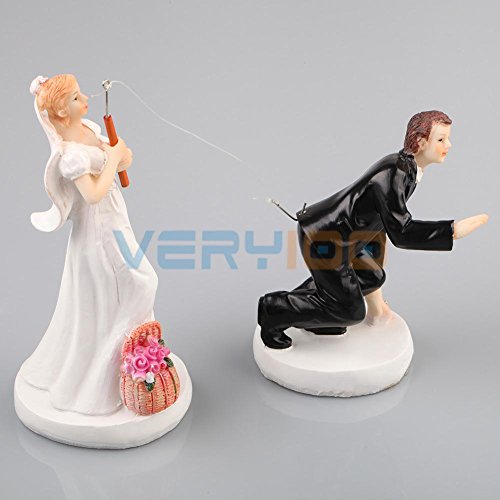 0000345678254 - IMAGINE STORE BRIDE AND GROOM FISHING WEDDING CAKE TOPPER DECORATIONS RESIN FIGURINE