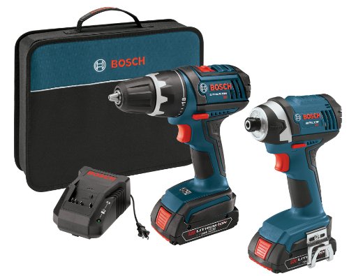 0000346454024 - BOSCH CLPK234-181 18-VOLT LITHIUM-ION 2-TOOL COMBO KIT WITH 1/2-INCH COMPACT TOUGH DRILL/DRIVER, IMPACT DRIVER, 2 HIGH CAPACITY BATTERIES, CHARGER AND CASE