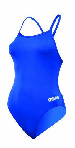3468333847629 - ARENA GIRL'S MAST MAXLIFE THIN STRAP OPEN RACER BACK ONE PIECE SWIMSUIT, ROYAL/METALLIC SILVER, 10Y/26