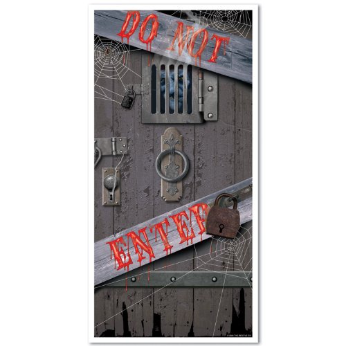 0034689000112 - HAUNTED HALLOWEEN DOOR COVER PARTY ACCESSORY (1 COUNT) (1/PKG)