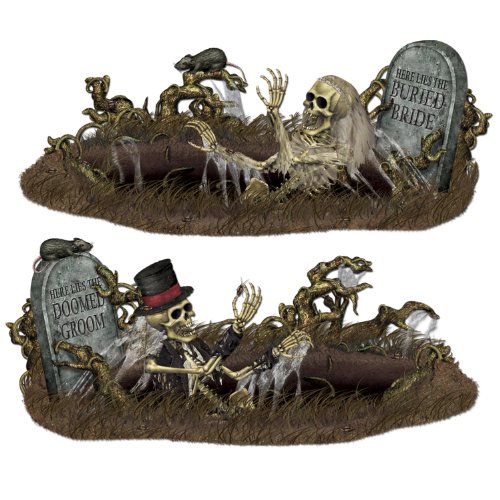 0034689009078 - BEISTLE 00907 PRINTED DOOMED GROOM AND BURIED BRIDE PROPS, 33.5 X 5' 3, 2 PIECES IN PACKAGE