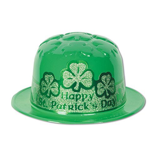 0034689015451 - BEISTLE 33979-25 25-PACK PLASTIC ST. PATRICK'S DAY SHAMROCK DERBIES PARTY HAT