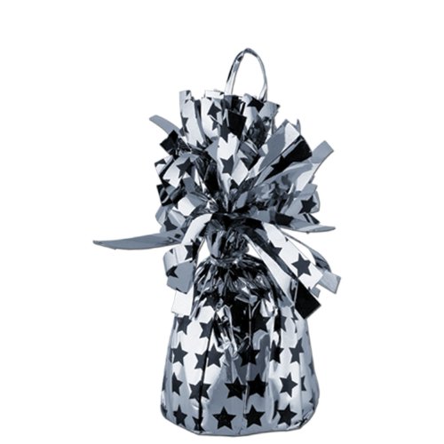 0034689126799 - PRINTED BALLOON WEIGHT - STARS (BLACK & SILVER) PARTY ACCESSORY (1 COUNT)
