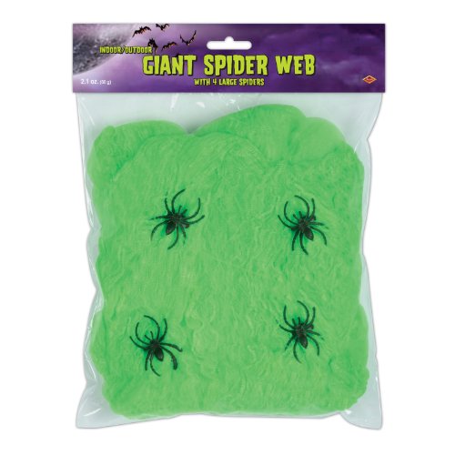 0034689146360 - FR GIANT SPIDER WEB (SLIME GREEN; 4 - 2 SPIDERS INCLUDED) PARTY ACCESSORY (1 COUNT) (2.1OZS/PKG)