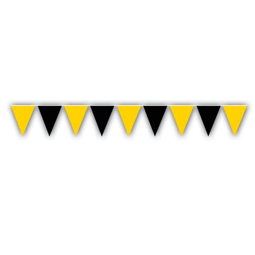 0034689162070 - OUTDOOR PENNANT BANNER (BLACK & GOLDEN-YELLOW) PARTY ACCESSORY (1 COUNT) (1/PKG)