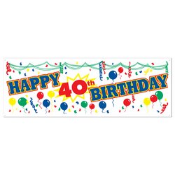 0034689190622 - HAPPY 40TH BIRTHDAY SIGN BANNER PARTY ACCESSORY (1 COUNT) (1/PKG)