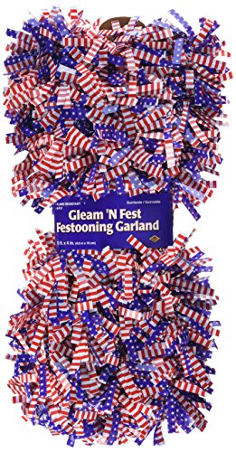 0034689502821 - 6-PLY FR GLEAM 'N FEST PATRIOTIC GARLAND (STARS & STRIPES DESIGN) PARTY ACCESSORY (1 COUNT)