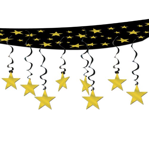 0034689503354 - THE STARS ARE OUT CEILING DECOR (BLACK & GOLD) PARTY ACCESSORY (1 COUNT) (1/PKG)