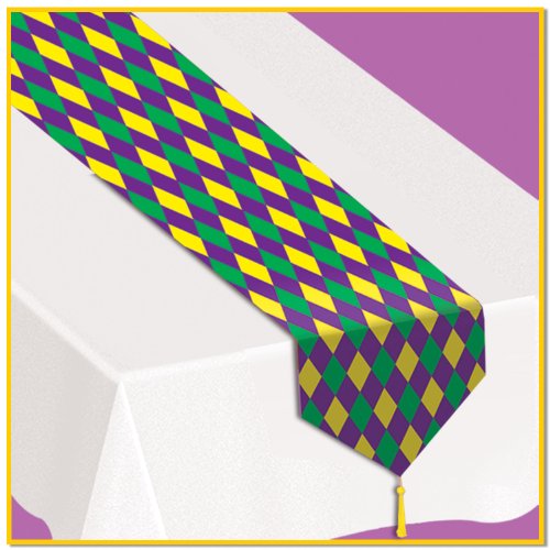 0034689505587 - PRINTED MARDI GRAS TABLE RUNNER PARTY ACCESSORY (1 COUNT) (1/PKG)