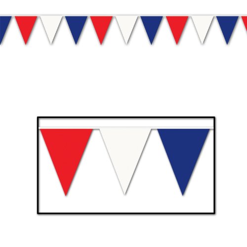 0034689507000 - BEISTLE 50700-RWB RED BLUE OUTDOOR PENNANT BANNER, 17 BY 120-FEET