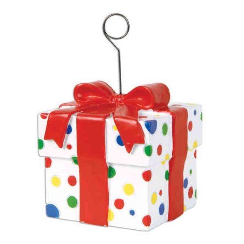 0034689509141 - POLKA DOTS GIFT BOX PHOTO/BALLOON HOLDER PARTY ACCESSORY (1 COUNT)