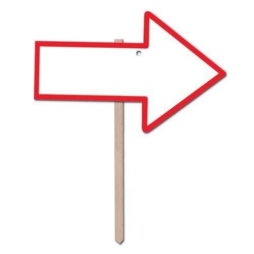 0034689549093 - BLANK ARROW YARD SIGN (BLANK W/RED BORDER) PARTY ACCESSORY (1 COUNT)