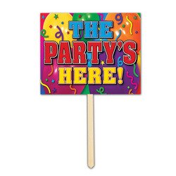 0034689559184 - THE PARTY'S HERE YARD SIGN PARTY ACCESSORY (1 COUNT)