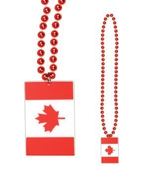 0034689572299 - BEADS W/PRINTED CANADIAN FLAG MEDALLION PARTY ACCESSORY (1 COUNT) (1/CARD)