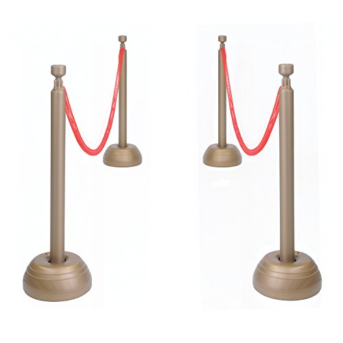 0034689576587 - RED ROPE STANCHION SET INCLUDES: 3�FLEXIBLE ROPES, 9'-30' 1/PKG