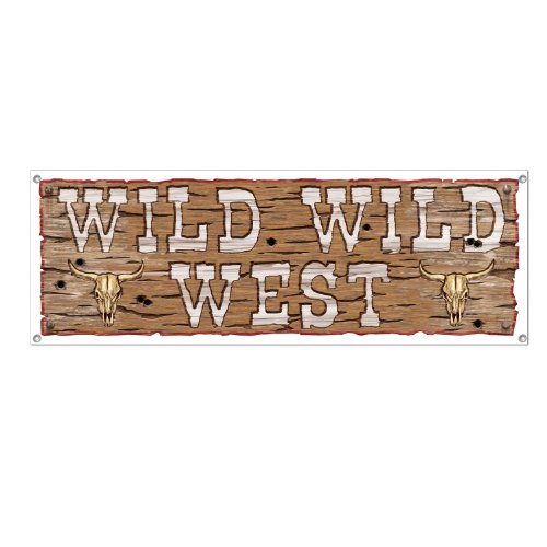 0034689576761 - WILD WILD WEST SIGN BANNER PARTY ACCESSORY (1 COUNT) (1/PKG)