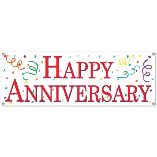 0034689577362 - HAPPY ANNIVERSARY SIGN BANNER PARTY ACCESSORY (1 COUNT) (1/PKG)