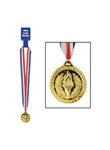 0034689579069 - GOLD MEDAL W/RIBBON PARTY ACCESSORY (1 COUNT) (1/PKG)