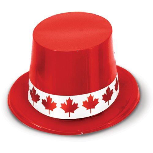0034689666394 - RED PLASTIC TOPPER W/MAPLE LEAF BAND PARTY ACCESSORY (1 COUNT)