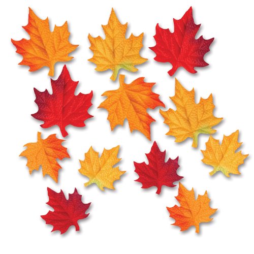 0034689908470 - BEISTLE 12-PACK DELUXE FABRIC AUTUMN LEAVES DECORATIVE CUTOUTS, 3-1/2 BY 4-3/4-I