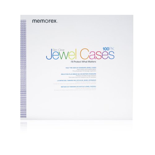 0034707019928 - MEMOREX SLIM CLEAR CD/DVD 5MM 100-PACK JEWEL CASES