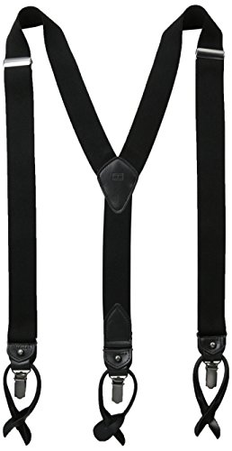 0034758515868 - TOMMY HILFIGER MEN'S 32MM STRETCH SOLID SUSPENDER WITH CONVERTIBLE CLIP AND BUTTON END AND BACK STRAP, BLACK, ONE SIZE
