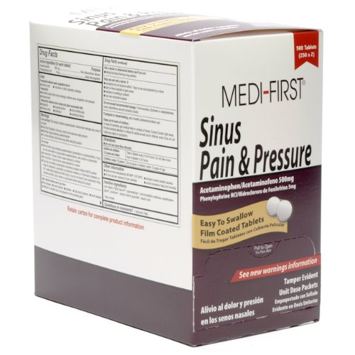0347682819132 - MEDIQUE PRODUCTS 81913 MEDI-FIRST SINUS AND PAIN PRESSURE, 500 TABLETS, 250 X 2