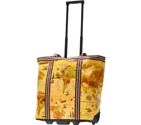 0034828031038 - OLYMPIA LUGGAGE COSMOPOLITAN ROLLING SHOPPER TOTE, MAP, ONE SIZE