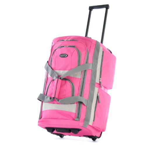 0034828092213 - OLYMPIA LUGGAGE SPORTS PLUS 22 INCH 8 POCKET ROLLING DUFFEL BAG, HOT PINK, ONE SIZE