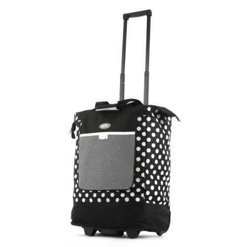 0034828111006 - OLYMPIA LUGGAGE ROLLING PRINTED SHOPPER TOTE, BLACK, ONE SIZE