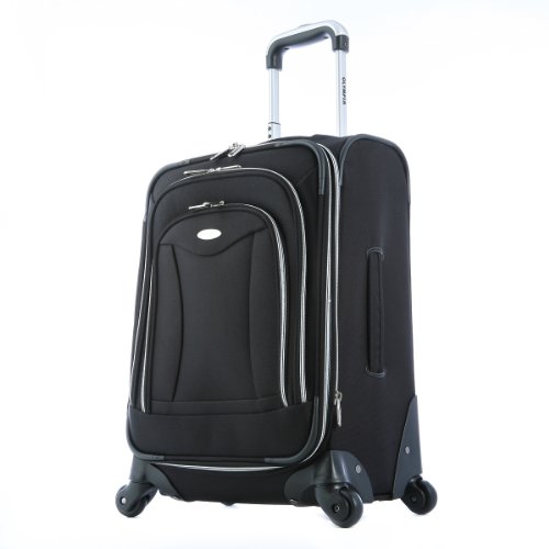 0034828422102 - OLYMPIA LUGGAGE LUXE 21 INCH EXPANDABLE CARRY-ON UPRIGHT BAG, BLACK, ONE SIZE
