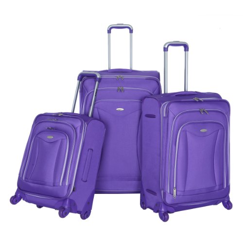 0034828423130 - OLYMPIA LUGGAGE LUXE 3 PACK SET, PLUM, ONE SIZE